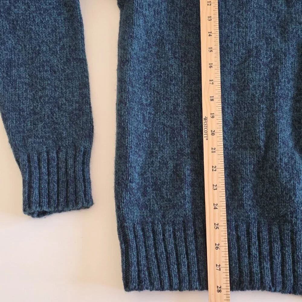 Cricketeer Vtg Sweater Mens L Blue Green Wool Blend Shawl Collar Grandpa Cottage